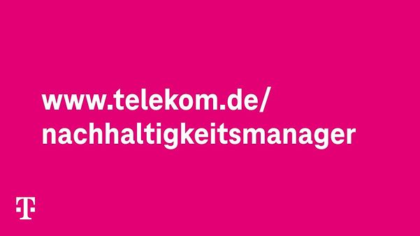 Vorschaubild des Videos zum Nachhaltigkeitsmanager mit Link des Portals vor Magenta Hintergrund