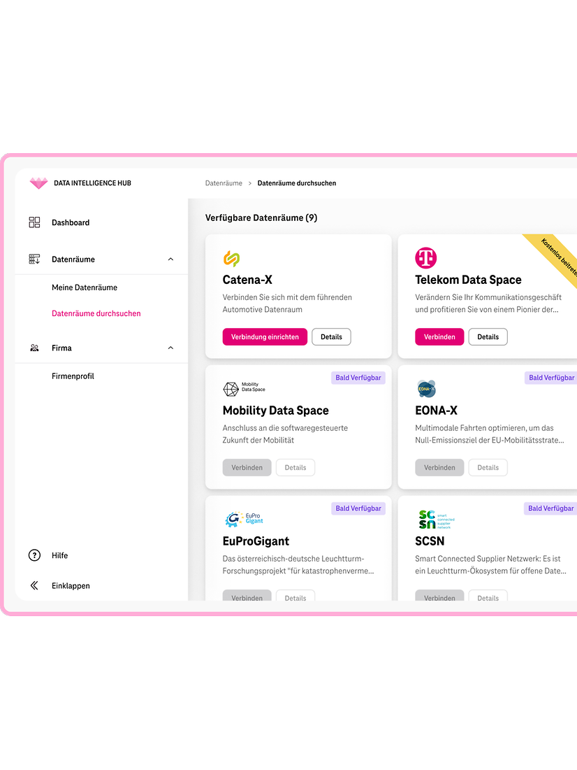 Screenshot des Data Intelligence Hub