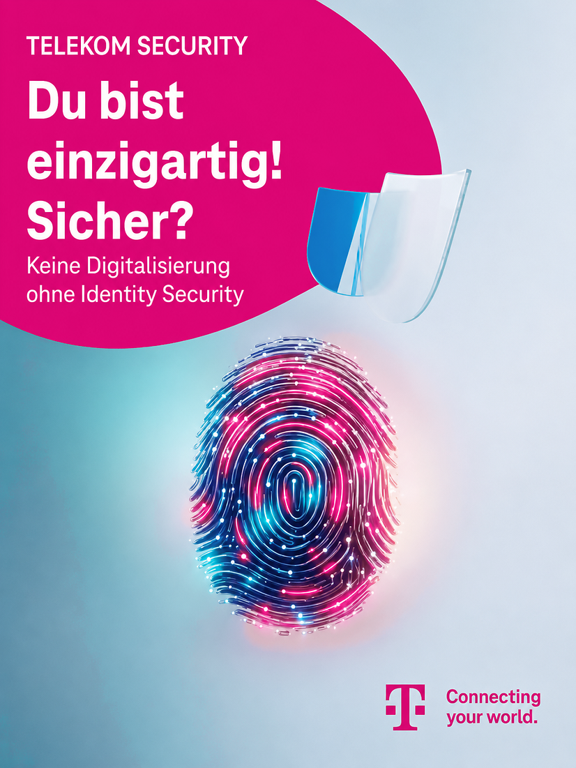 Telekom-Security-Poster: Du bist einzigartig! Sicher? mit Fingerabdruck.