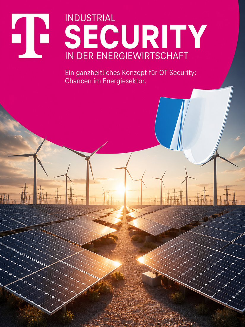 Solarpanels und Windräder als Symbole der Energiewirtschaft mit Sicherheitssymbolen